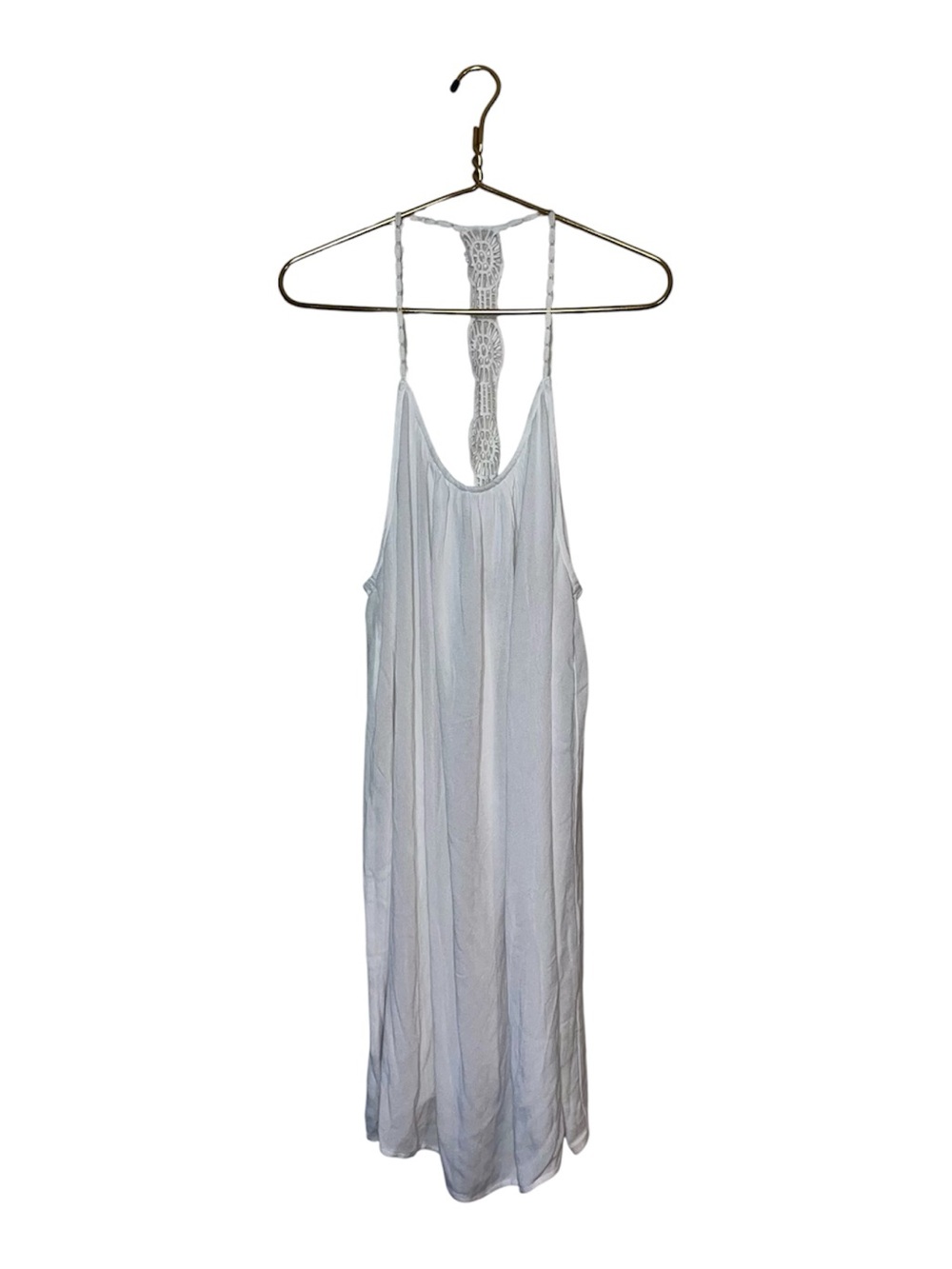 Lani White Boho Gauzy Beach Cover-Up Dress Women’s Medium NWT Lace Detail